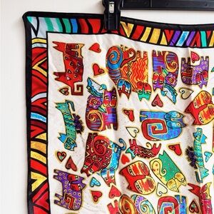 Colorful Cat Print Mulberry Silk Scarf Square 26" Whimsical Art Scarf